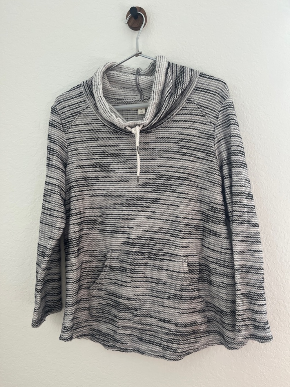 Style & Co. Black and White Striped Cowl Neck Sweater